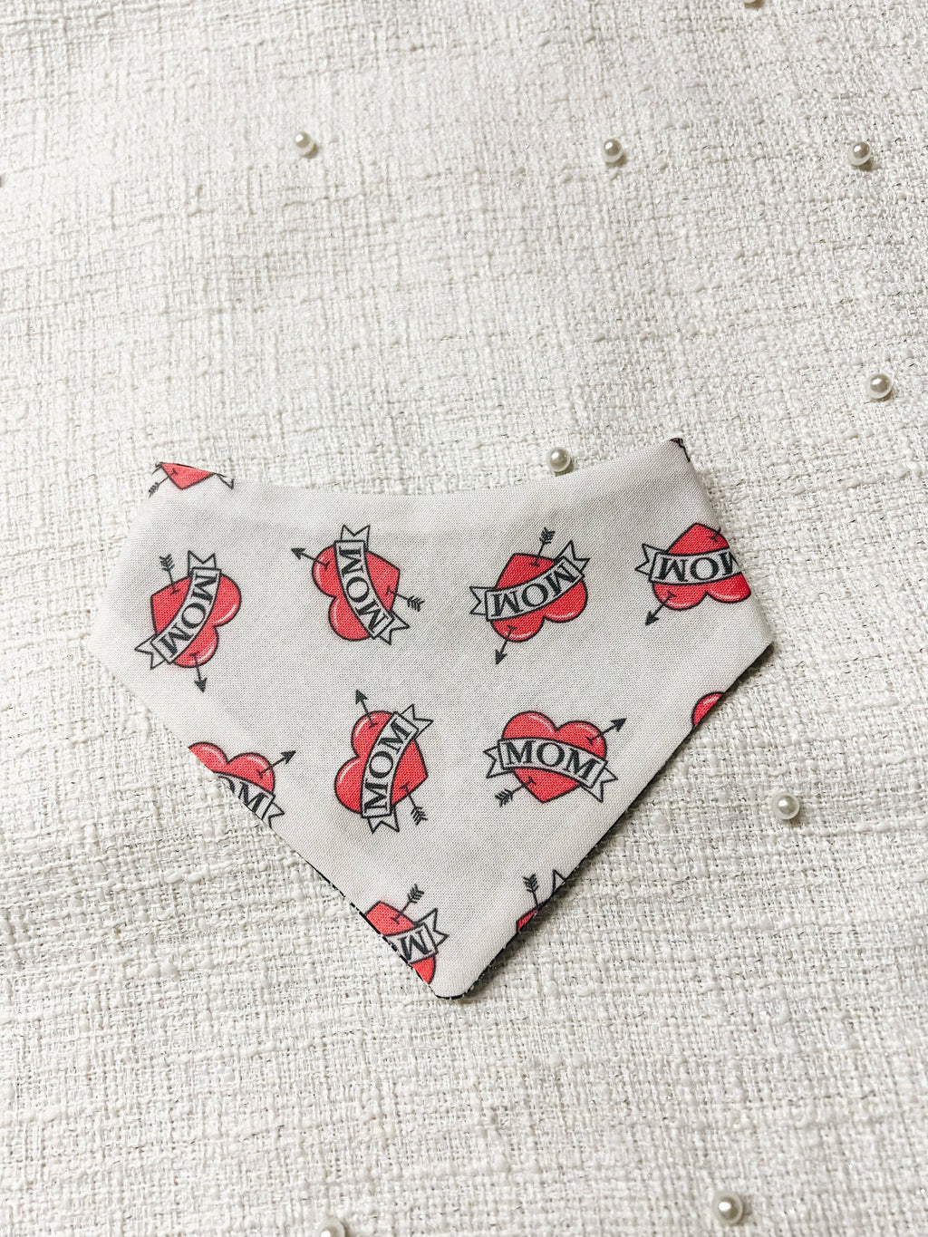 Tattoo Mom Snap-On Reversible Dog Bandana, Curved Neck