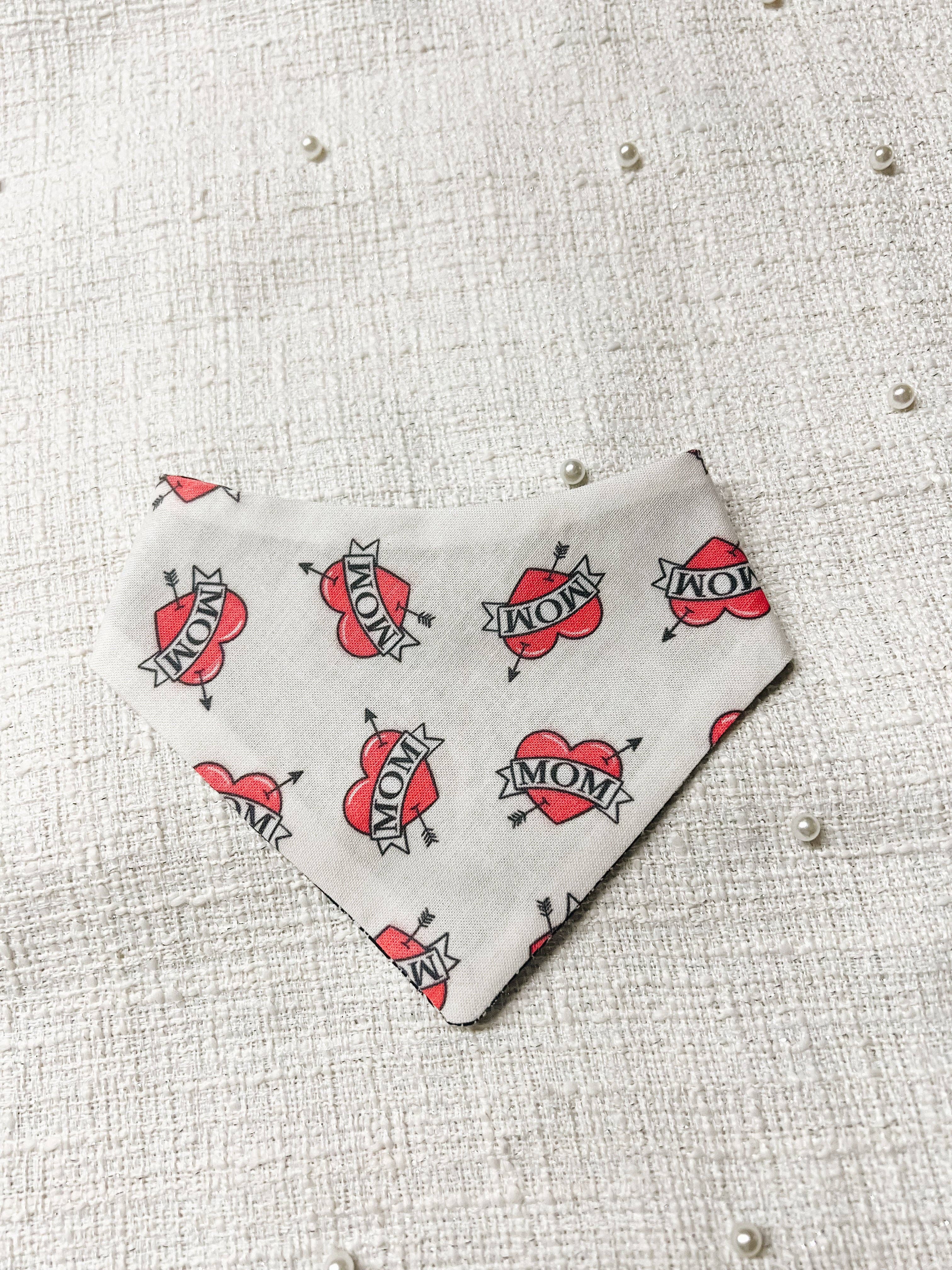 Tattoo Mom Snap-On Reversible Dog Bandana, Curved Neck