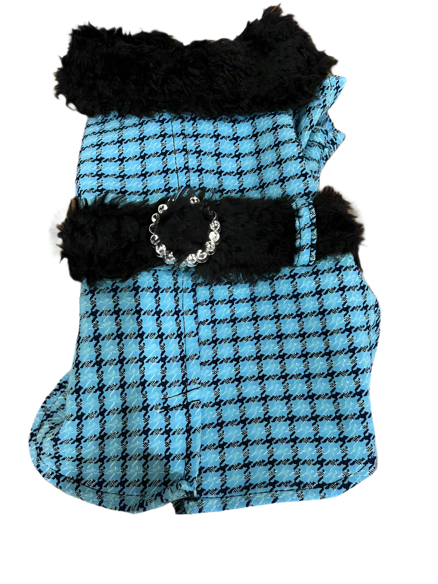 Blue Plaid Jacket   w Belt & Collar