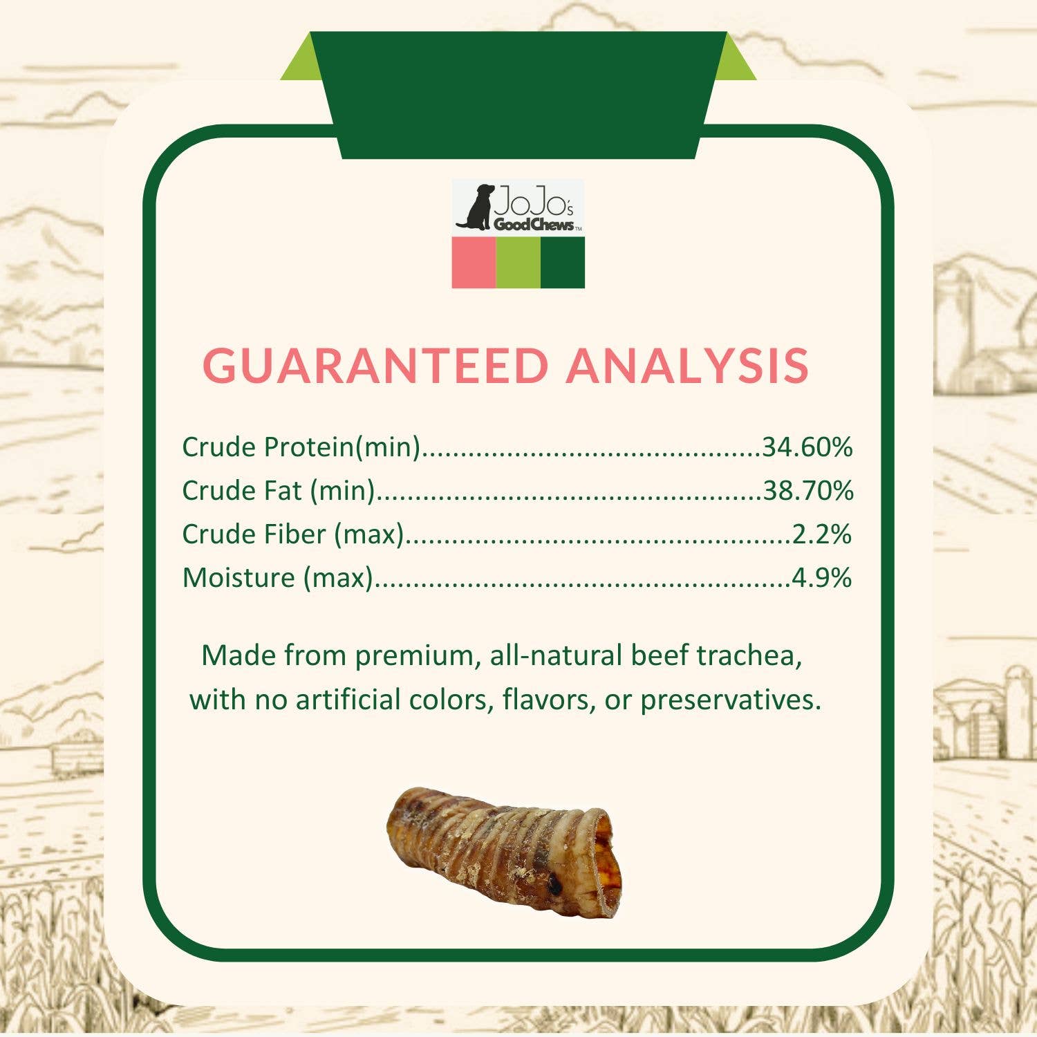 6" Beef Trachea Dog Treat - All-Natural Dog Chews (25/Bag)