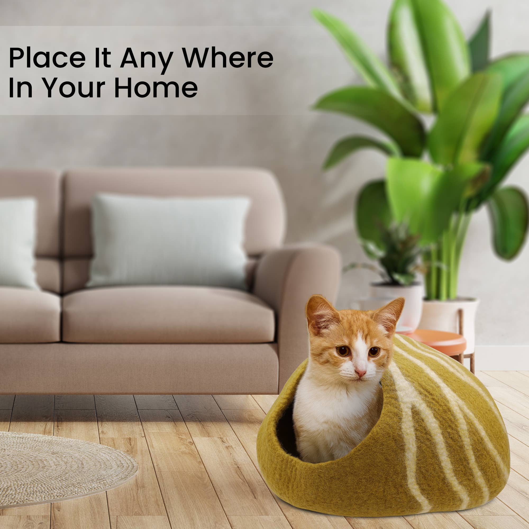 Hand Made Felt Wool Cat Cave / Cat Bed / Warm Cat House