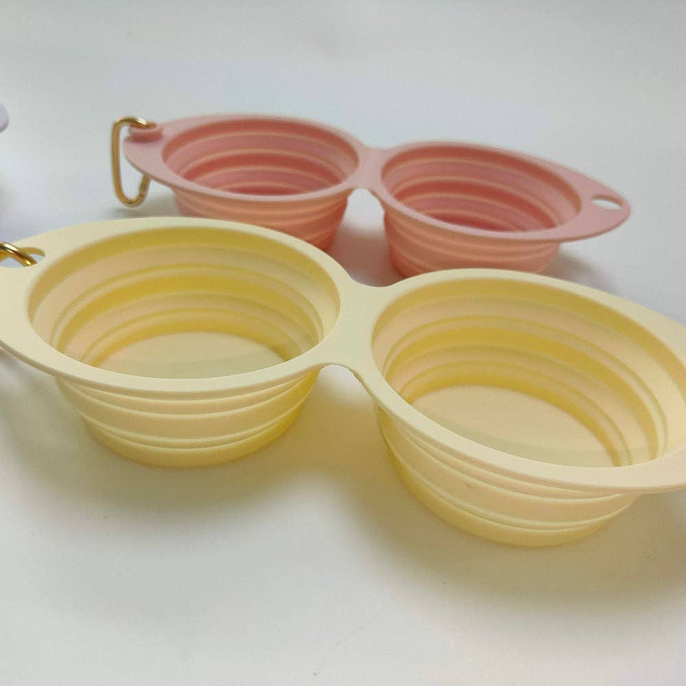 Travel Collapsible Double Pet Bowl with Clip