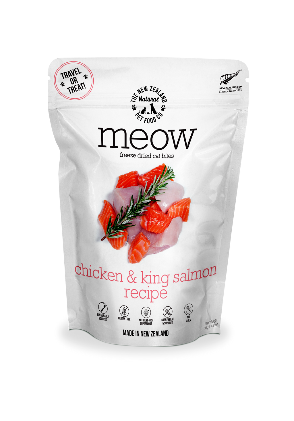 Meow Chicken & King Salmon Freeze Dried Cat Food 1.76oz