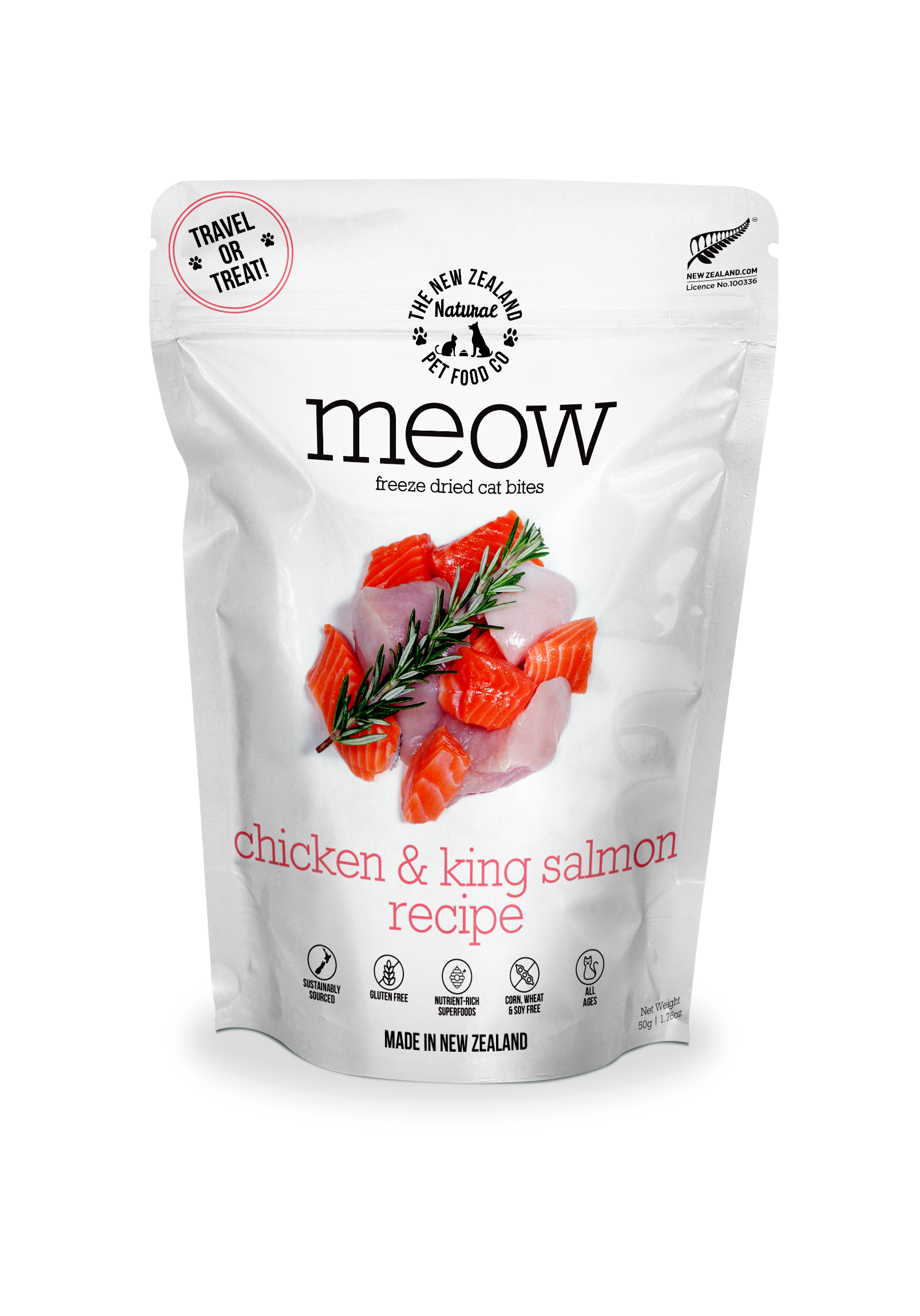 Meow Chicken & King Salmon Freeze Dried Cat Food 1.76oz