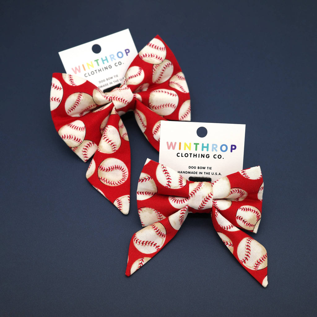 Baseball Sailor Dog Bow