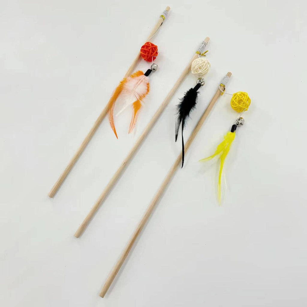 Moo - Feather Rattan Ball Cat Wand