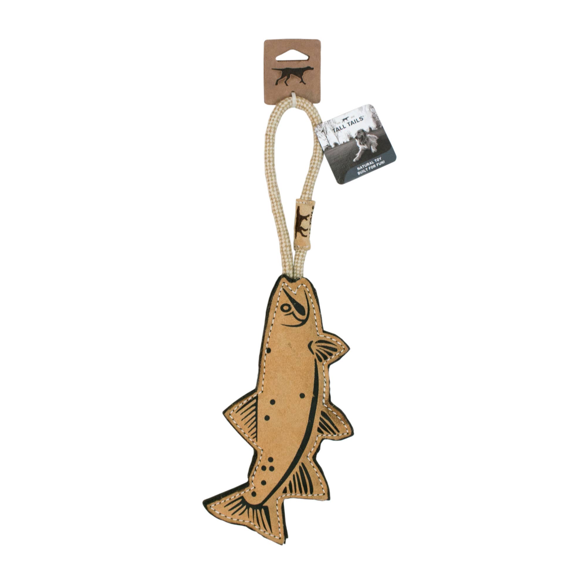 Tall Tails Natural Leather Trout Tug Dog Toy - 16"
