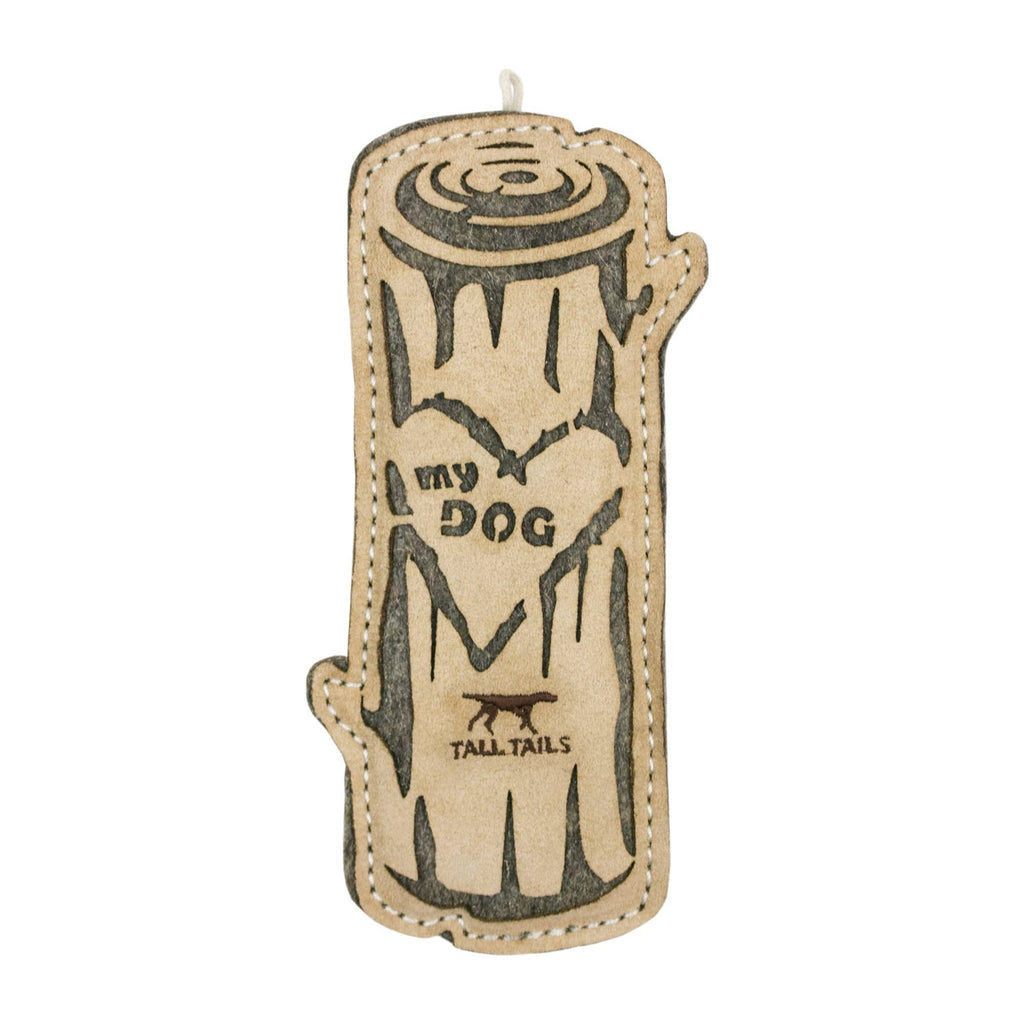 Tall Tails Natural Leather & Wool Love My Dog Log - 9"