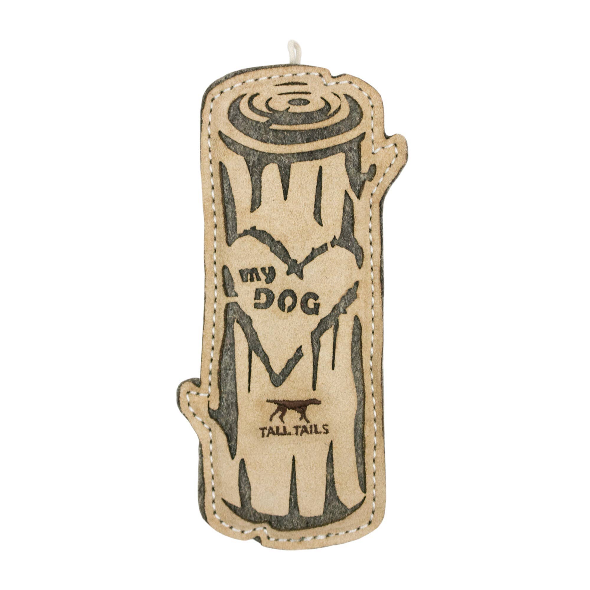 Tall Tails Natural Leather & Wool Love My Dog Log - 9"