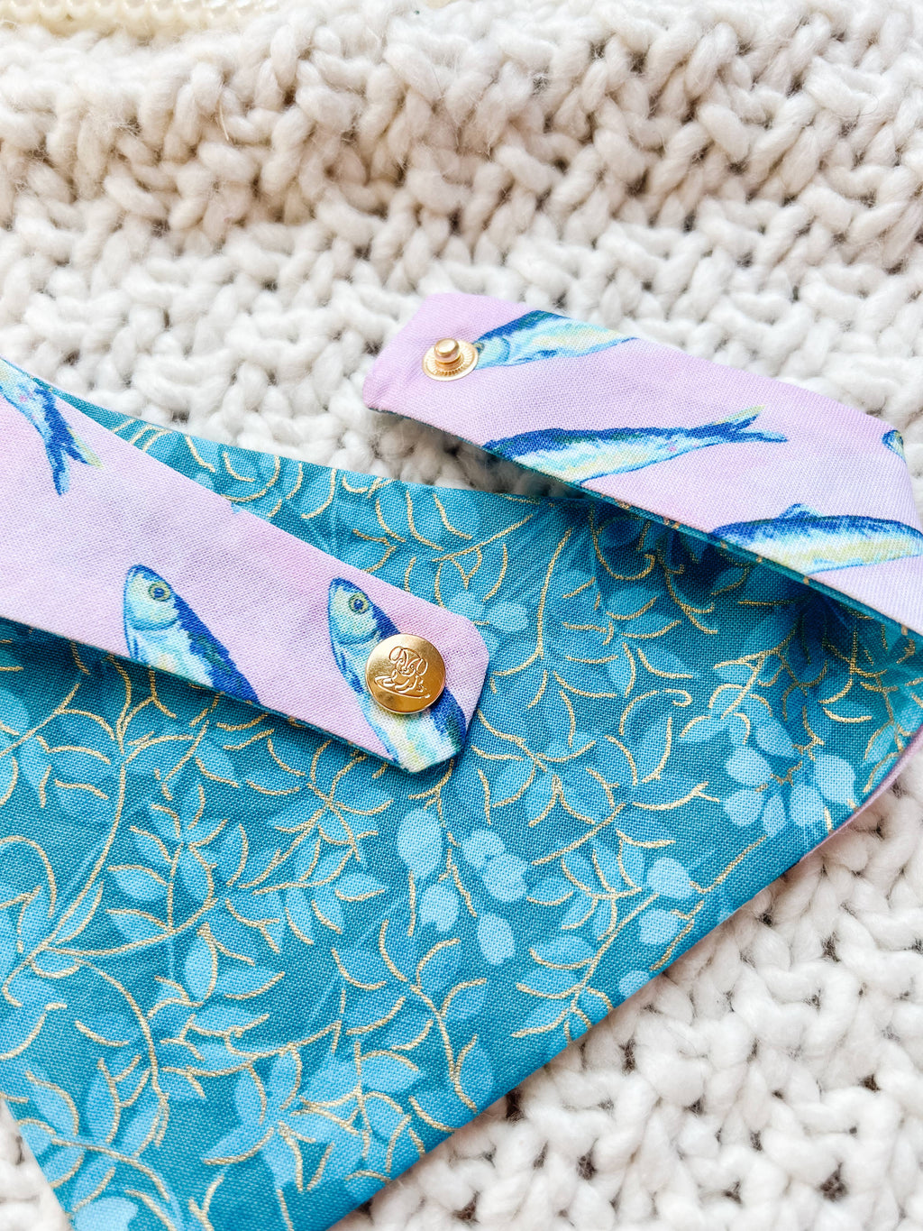 Summer Beach Snap-On Dog Reversible Bandana, Cotton