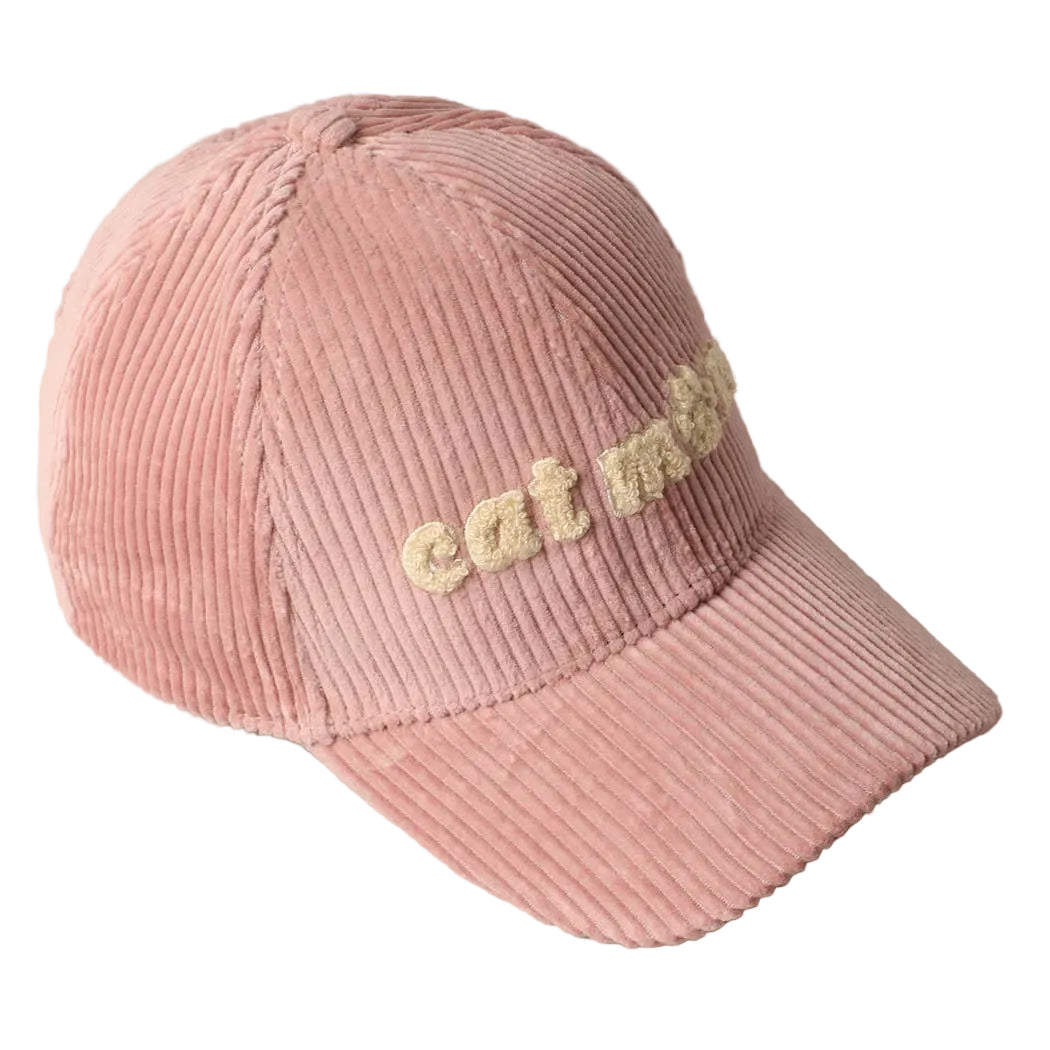 Cat Mom Chenille Patch Corduroy Baseball Cap