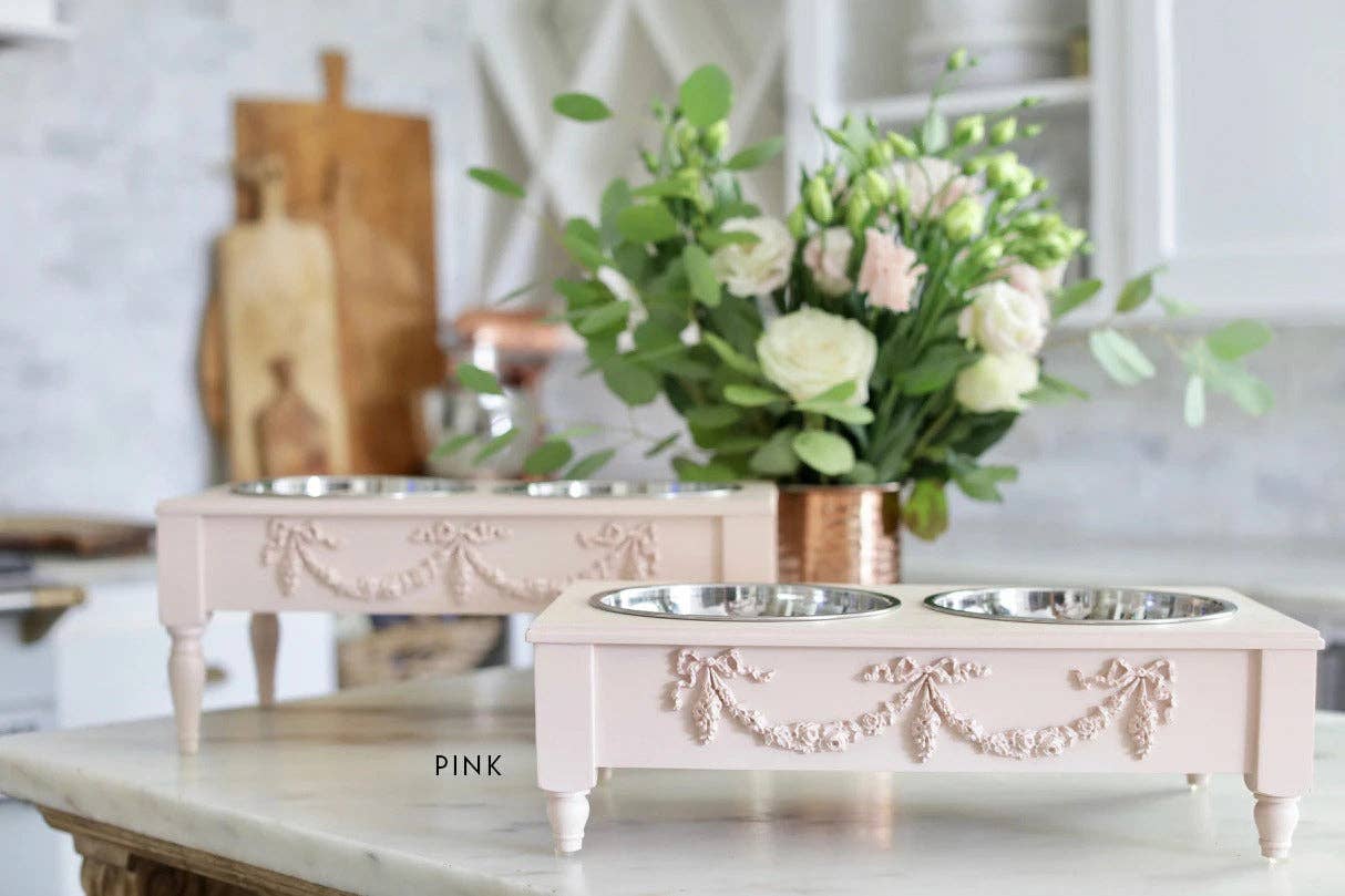 Rose Swag Elevated Pet Feeder
