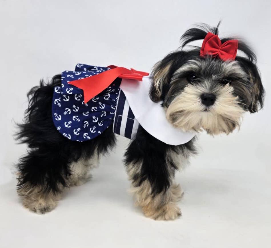 Nautical Dog Dress w/ Matching Leash