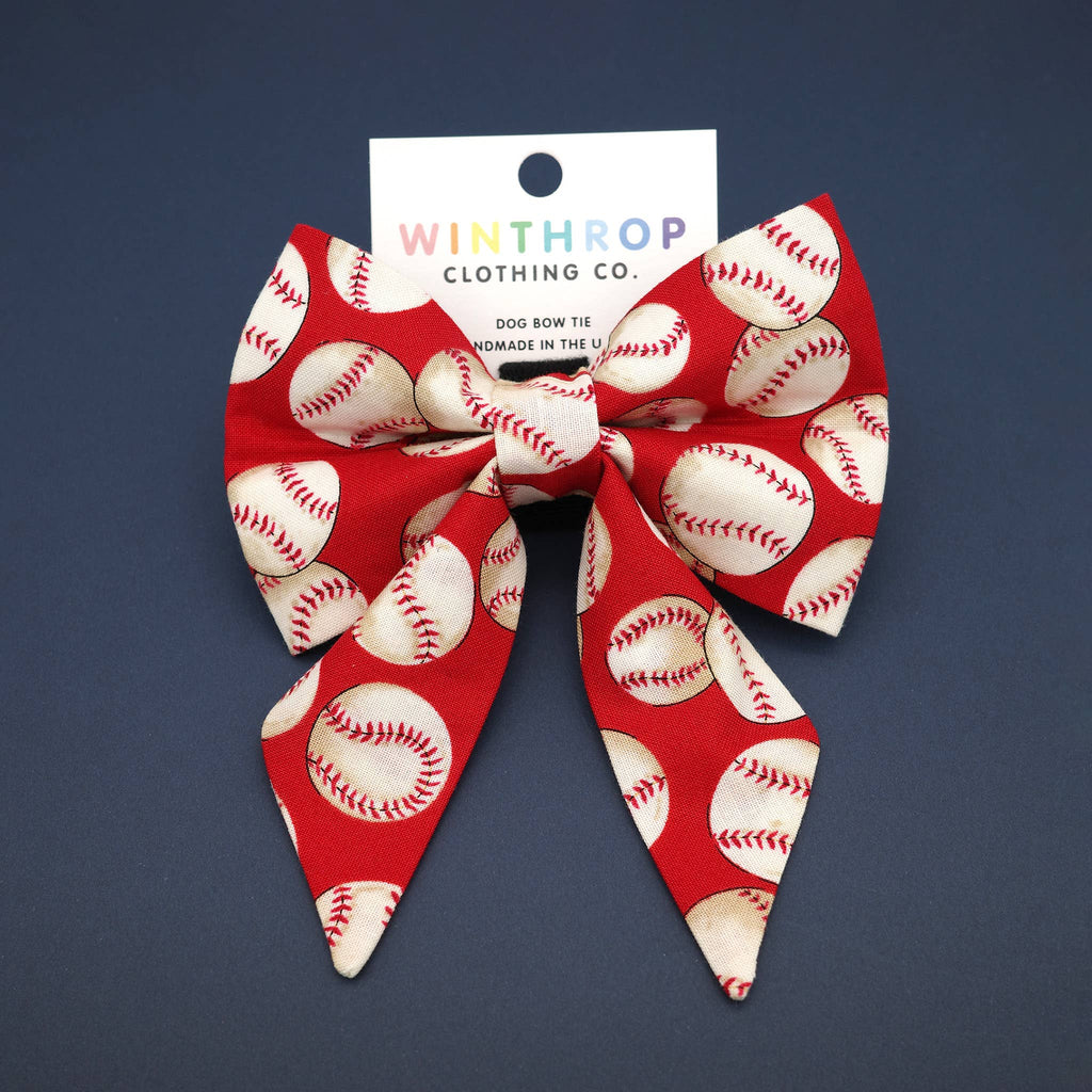 Baseball Sailor Dog Bow