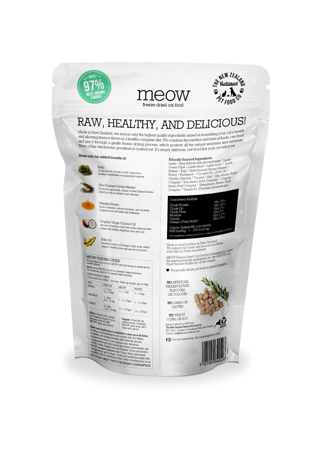 Meow Lamb & King Salmon Freeze Dried Cat Food 1.76oz | 9.9oz