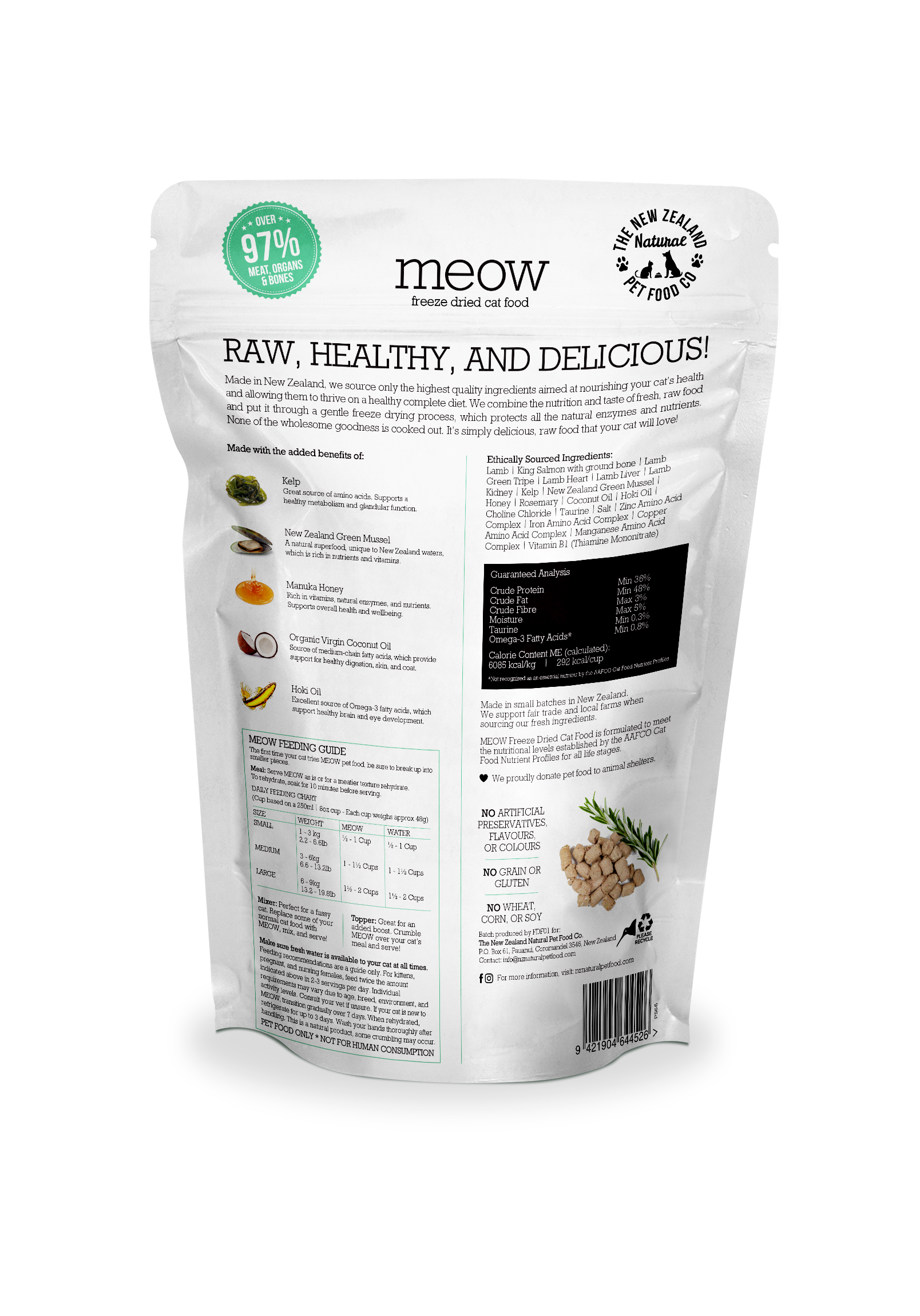 Meow Lamb & King Salmon Freeze Dried Cat Food 1.76oz | 9.9oz