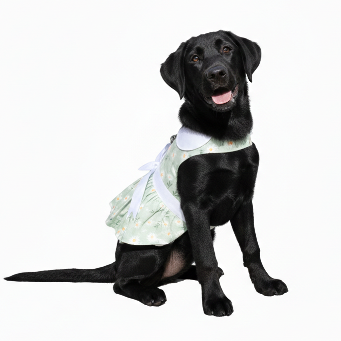 Mint Green Daisy Dog Dress with Matching Leash