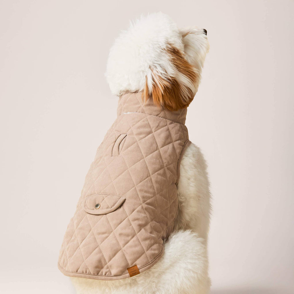 Fawn Sherpa-Lined Reversible Dog Jacket