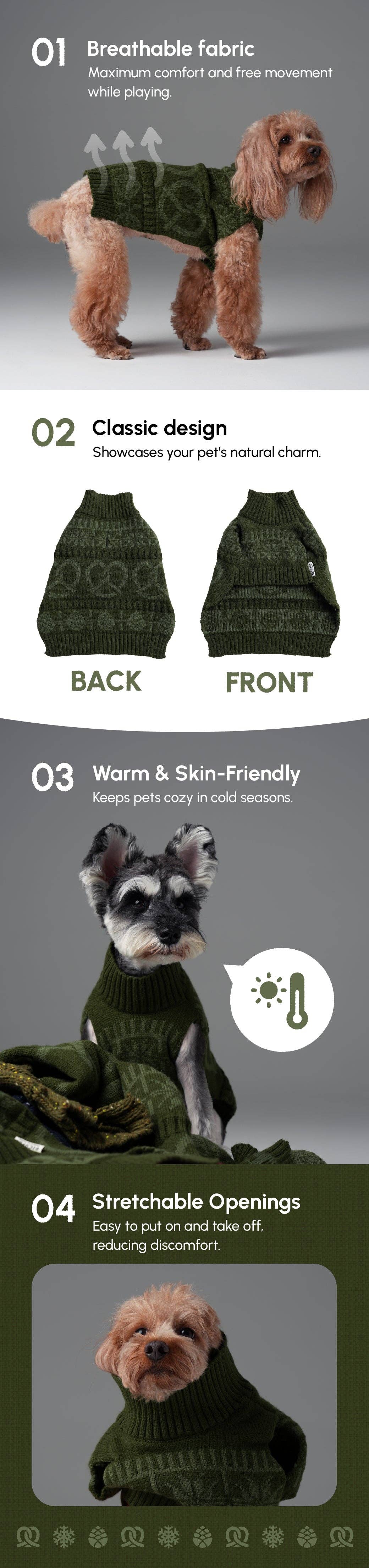 Pretzel Pet Sweater - Olive Green