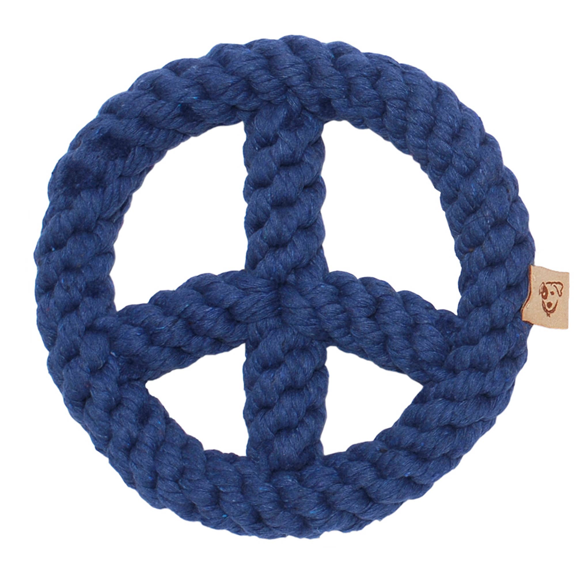 Blue Peace Sign Rope Toy 7"
