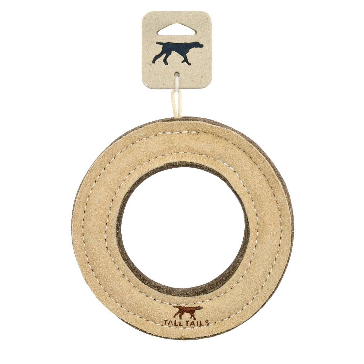 Tall Tails Natural Leather & Wool Ring Toy - 7"