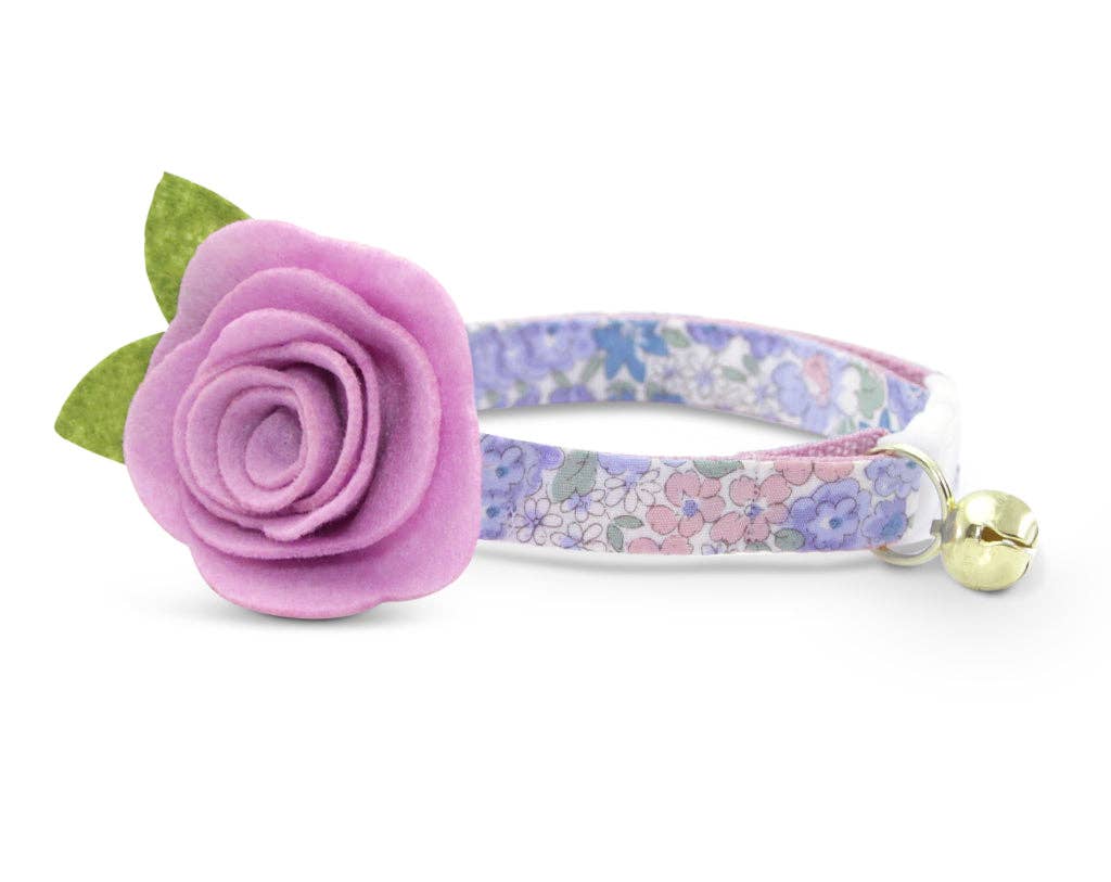 "Willow" - Light Pink, Purple & Blue Flower Cat Collar