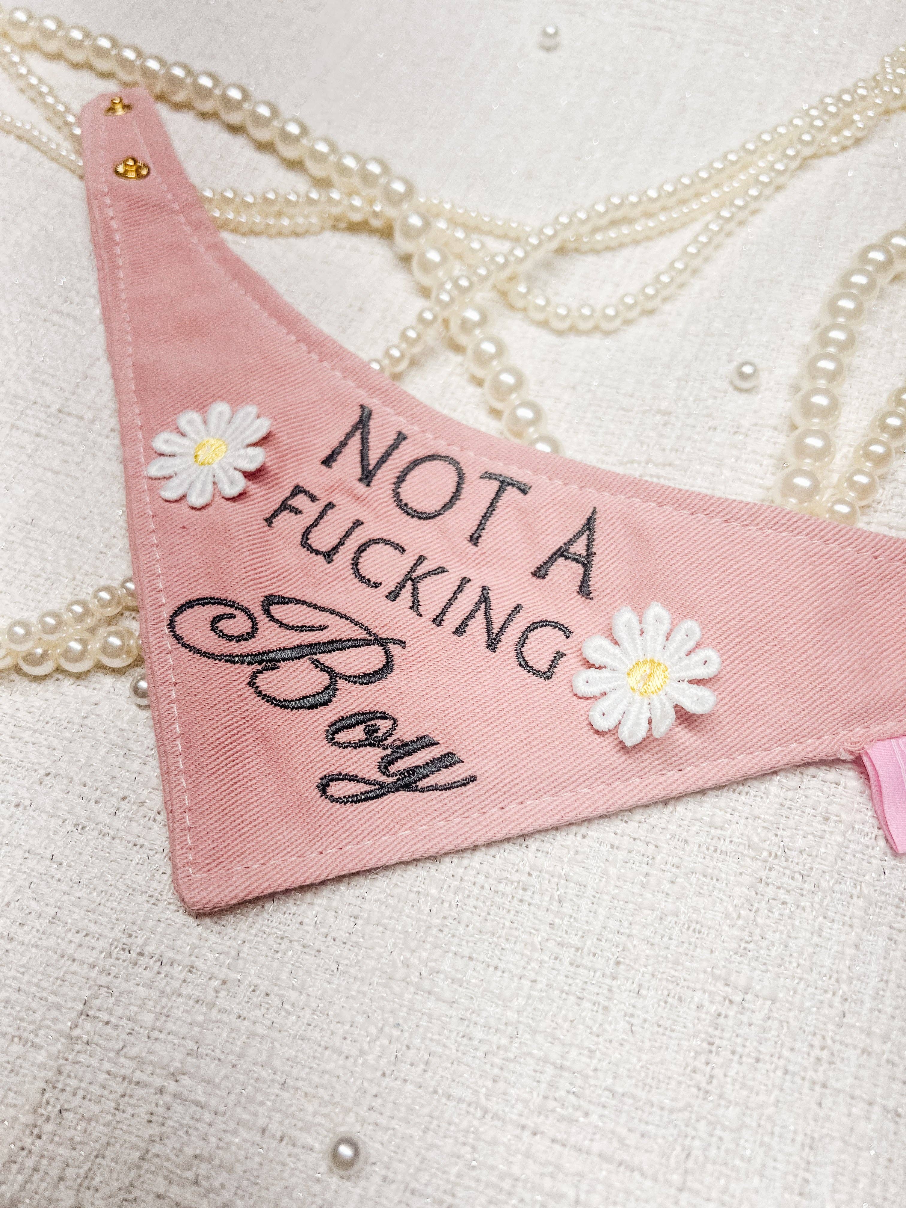 I’m Not A Boy Snap-On Reversible Dog Bandana, Curved Neck
