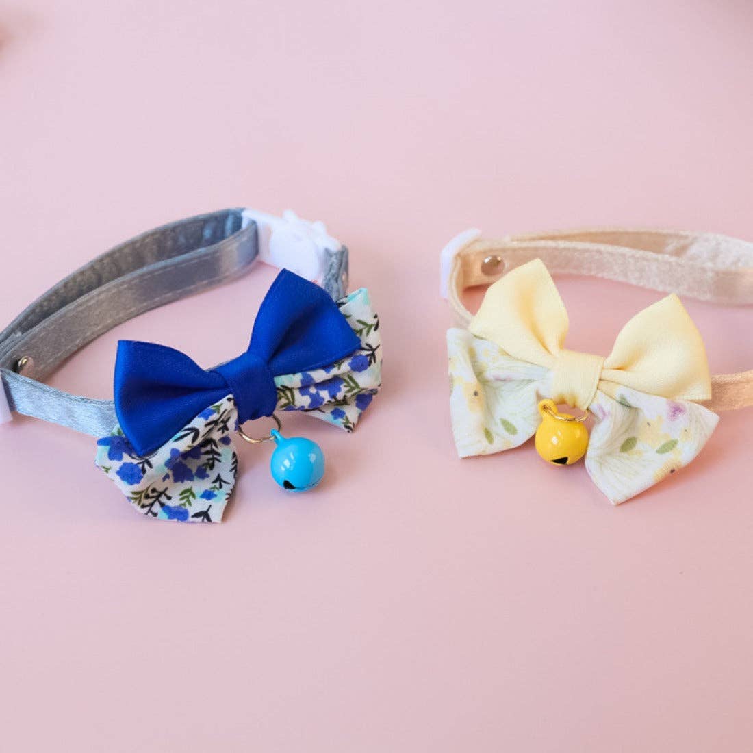 Mokka - Floral Double Bow Cat Collar – Soft, Adjustable, and Adorably Elegant