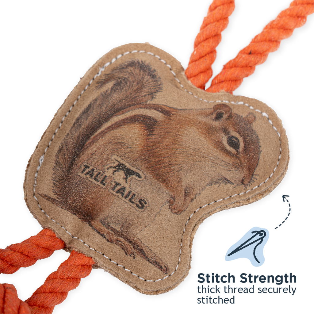 Natural Leather Chipmunk Tug Dog Toy