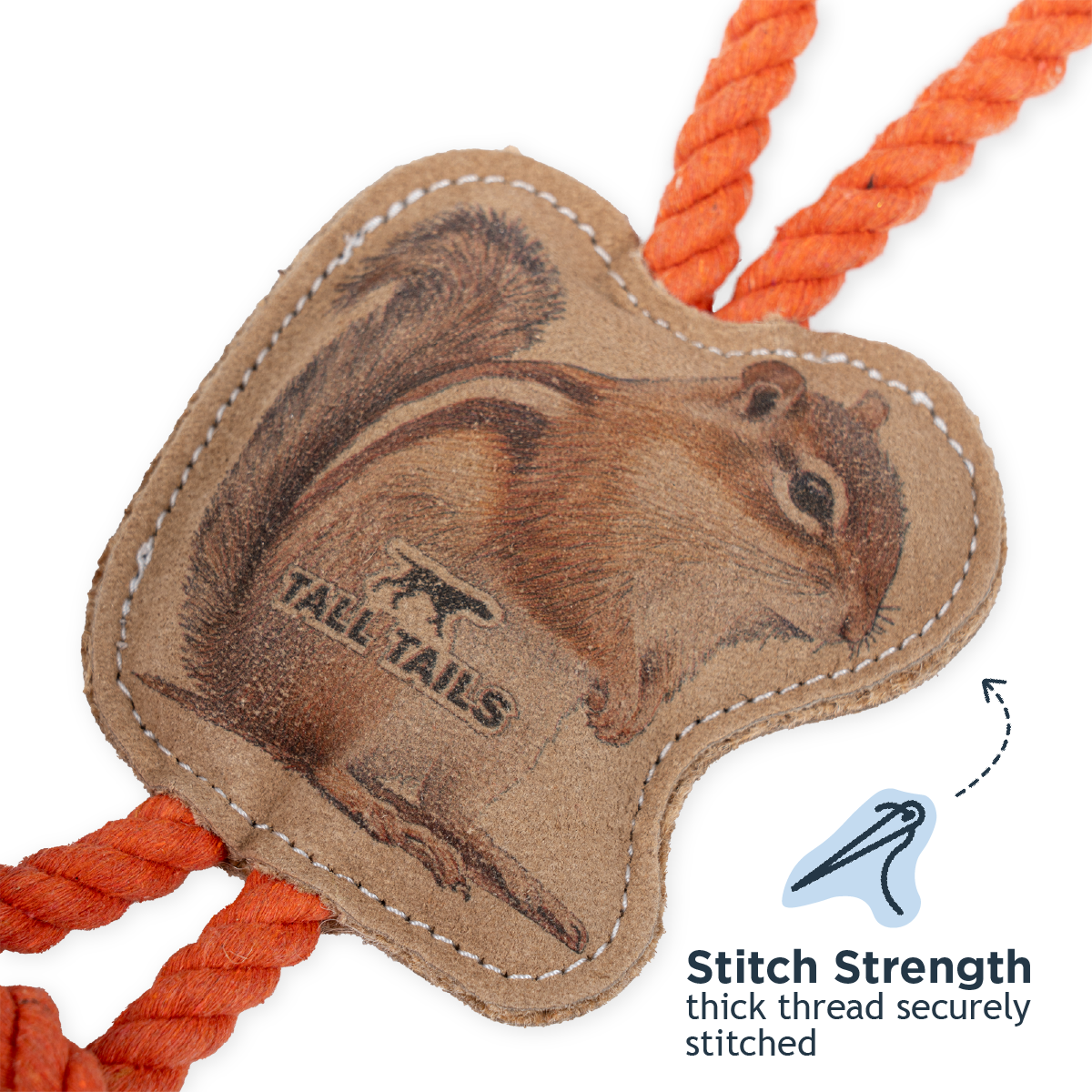 Natural Leather Chipmunk Tug Dog Toy