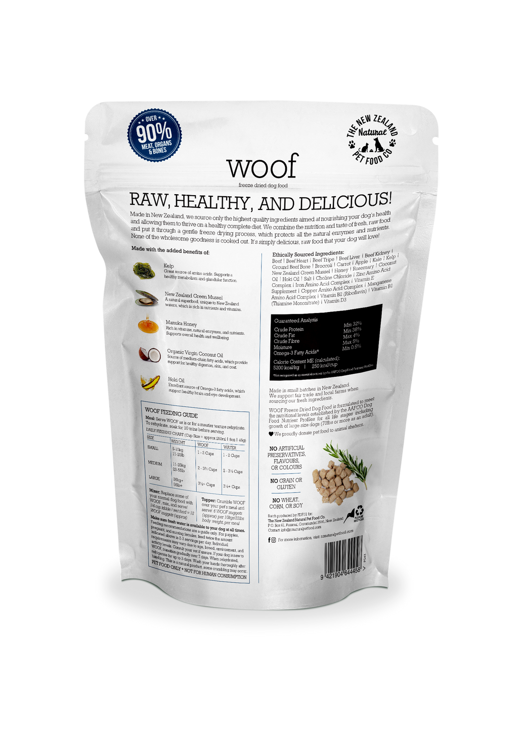 Woof Beef Freeze Dried Dog Food 1.76oz 9.9oz | 2.2lb