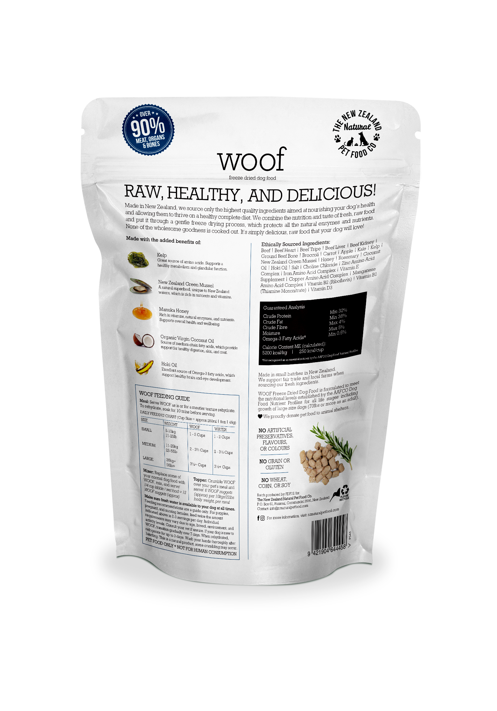 Woof Beef Freeze Dried Dog Food 1.76oz 9.9oz | 2.2lb