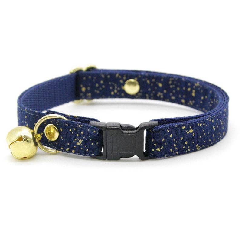 "Starry Night" - Blue & Gold Night Sky Cat Collar