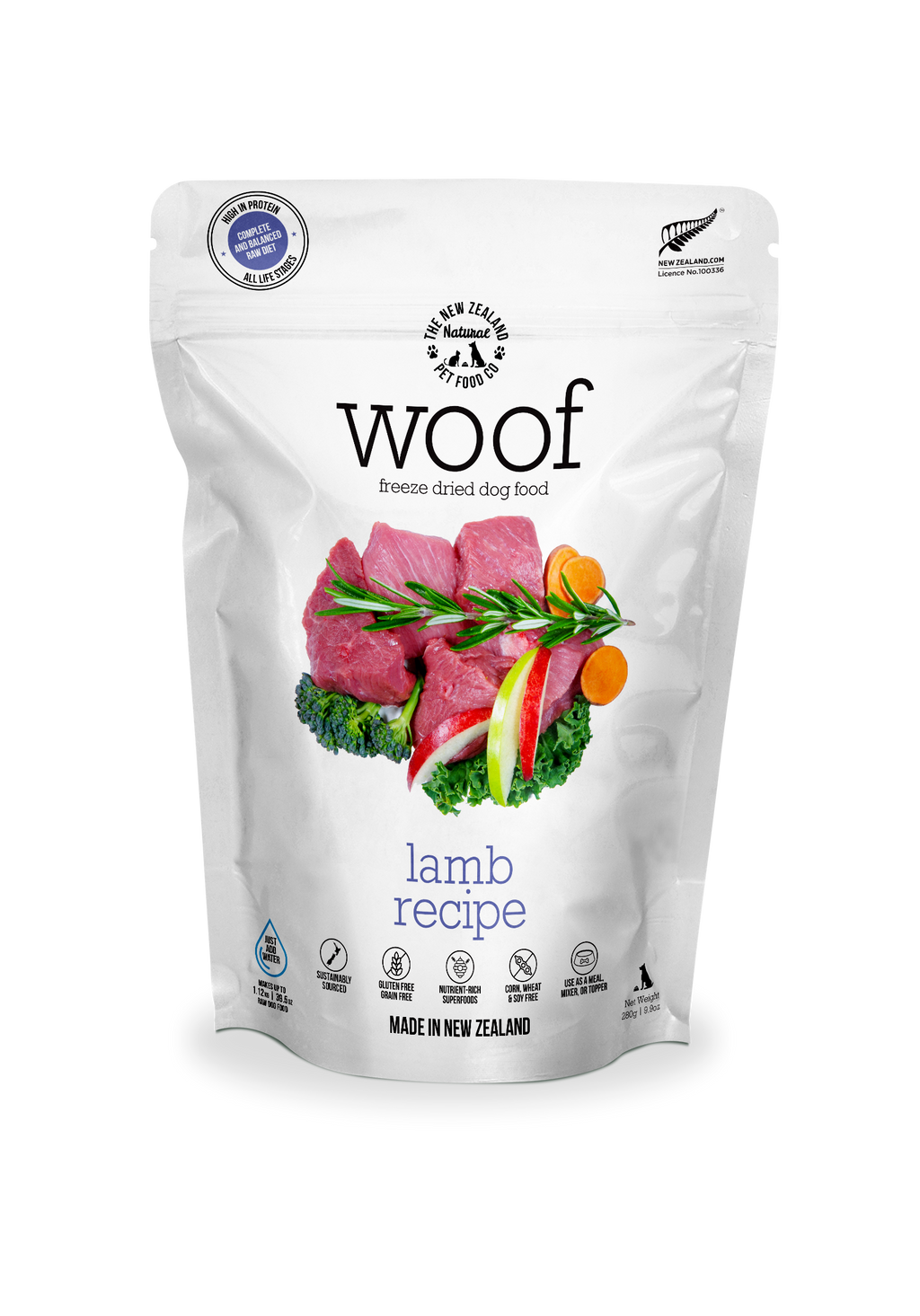 Woof Lamb Freeze Dried Dog Food 1.76oz | 9.9oz | 2.2lb