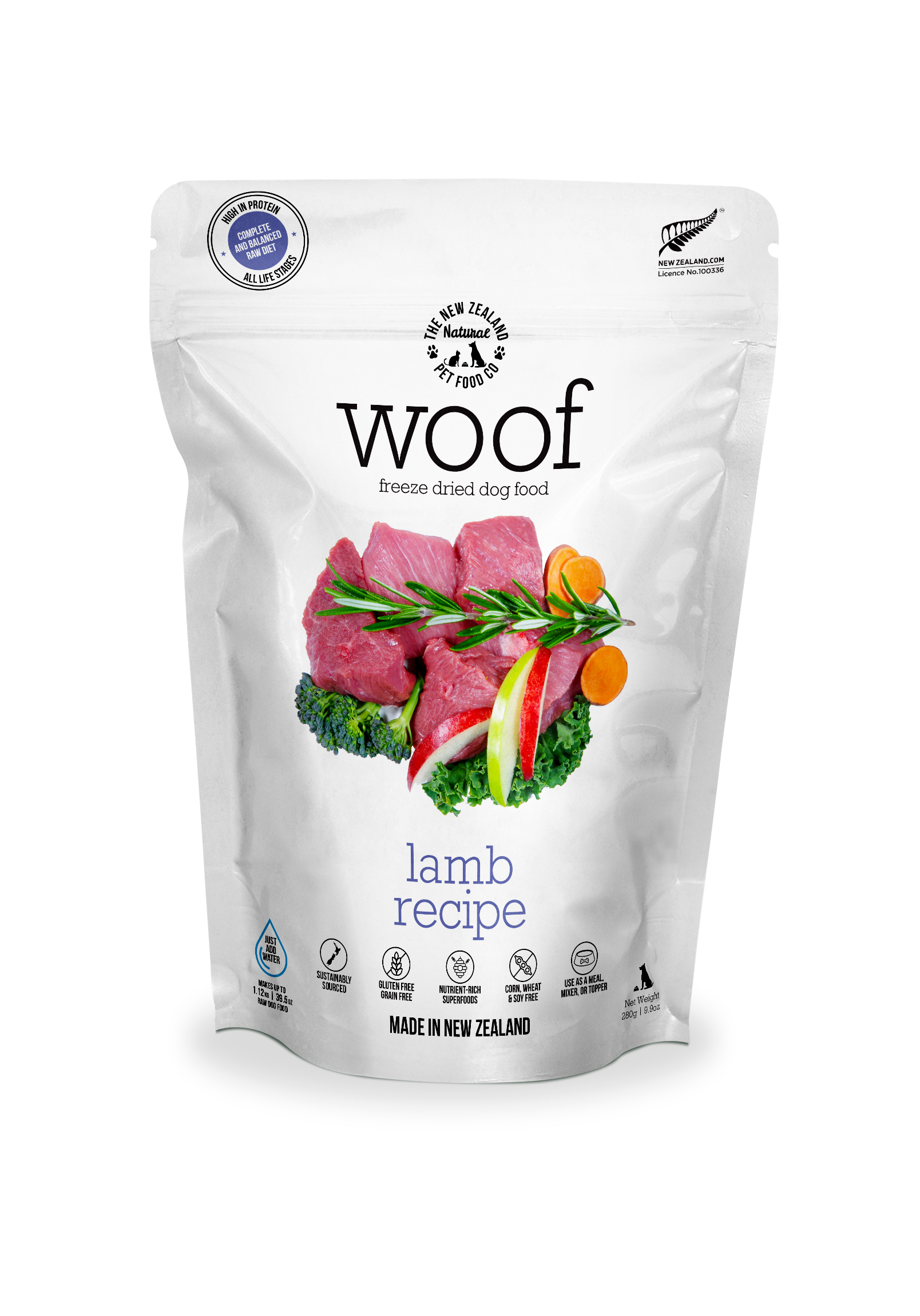 Woof Lamb Freeze Dried Dog Food 1.76oz | 9.9oz | 2.2lb