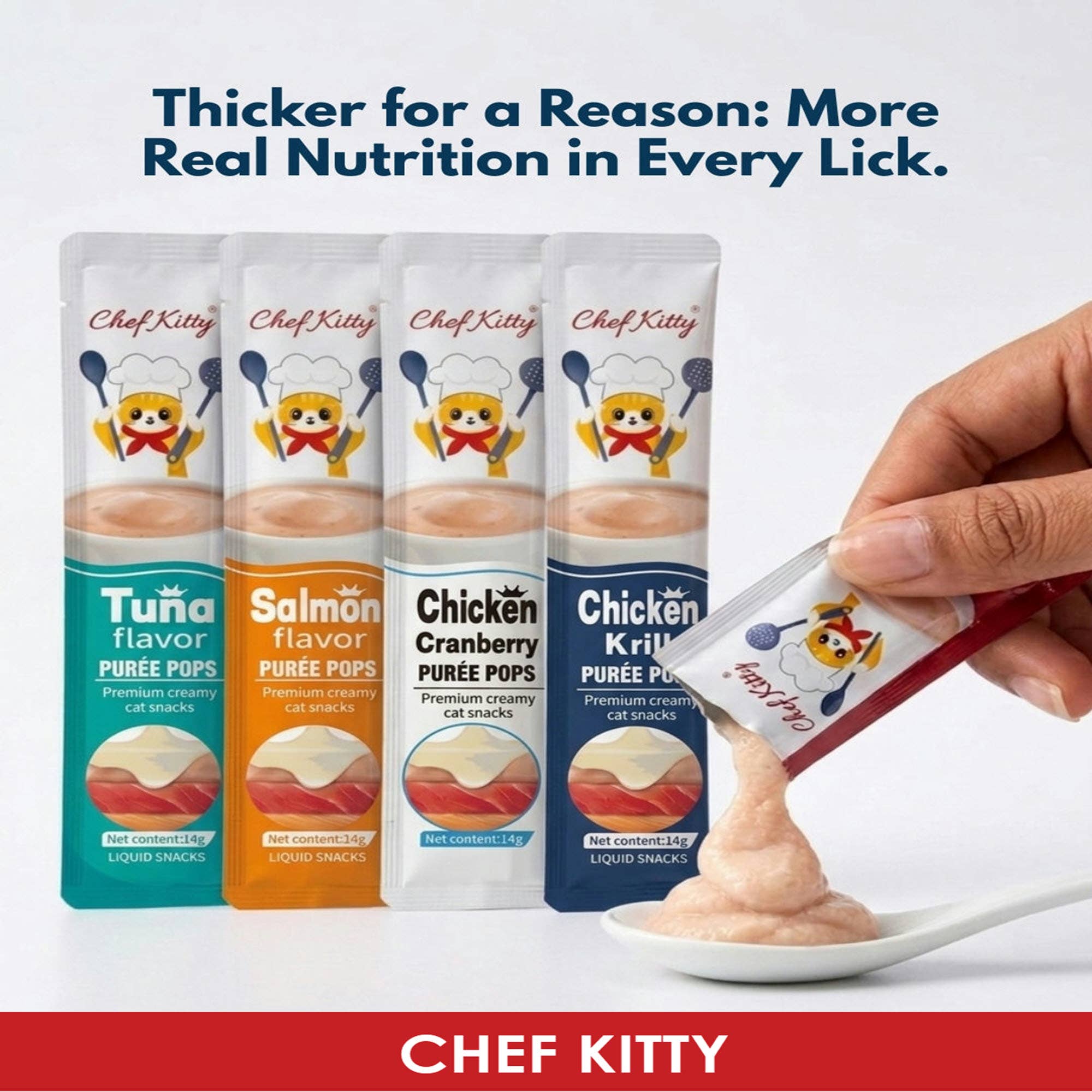 Chef Kitty Purée Pops – Lickable Creamy Cat Treats (20 Pack)