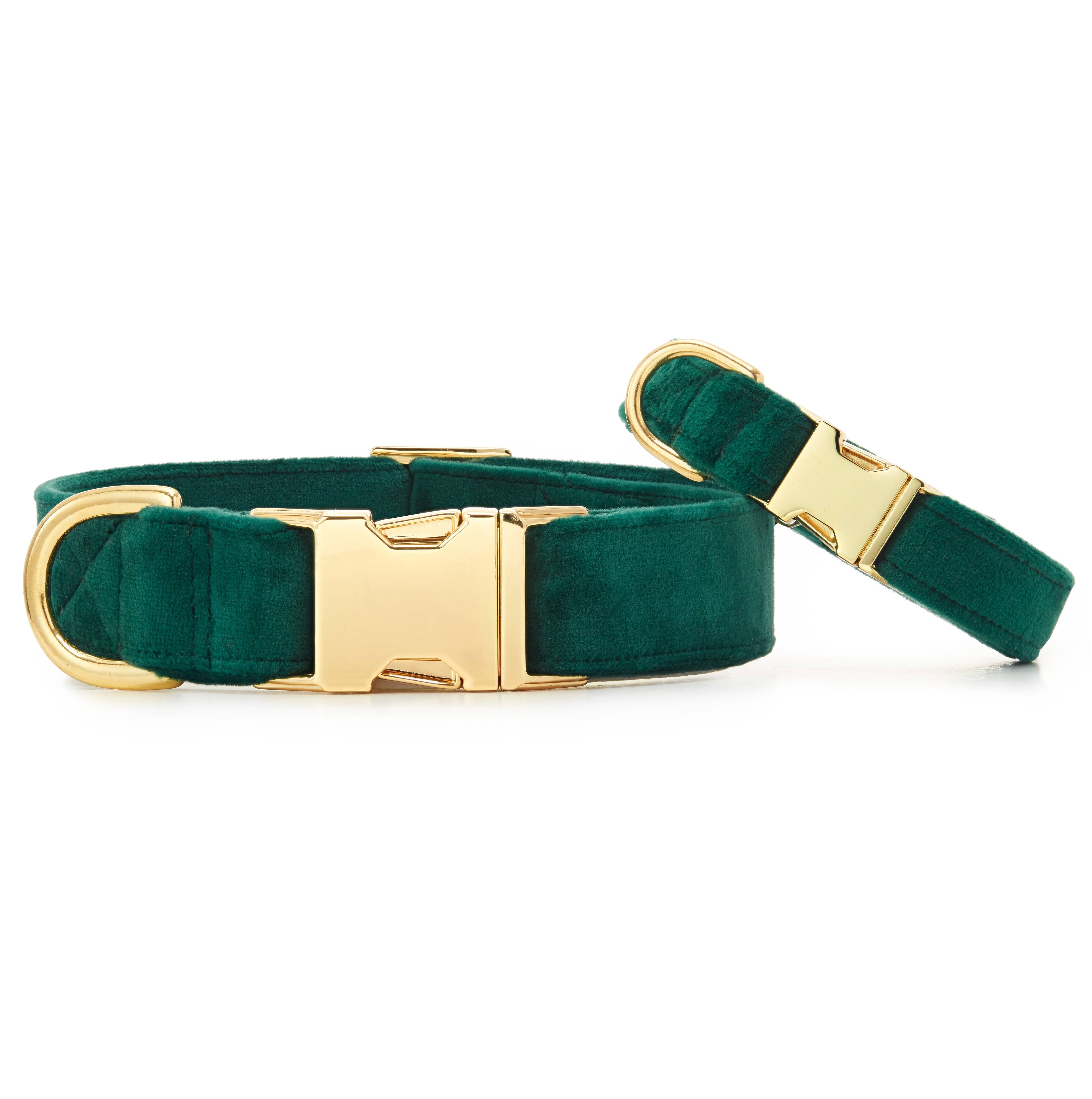 Forest Green Velvet Holiday Dog Collar