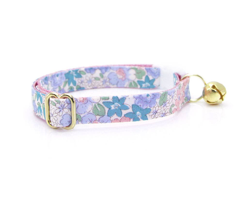 "Willow" - Light Pink, Purple & Blue Flower Cat Collar