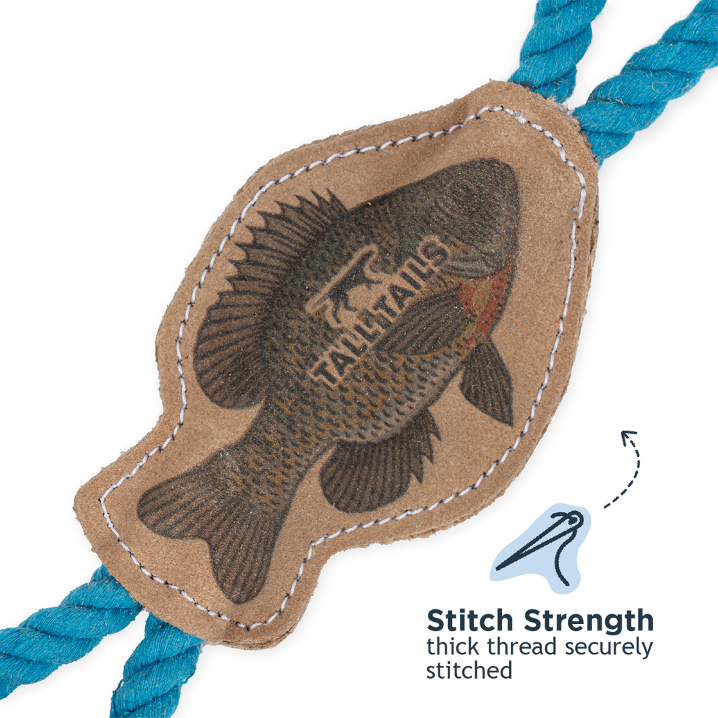 Natural Leather Fish Tug Dog Toy