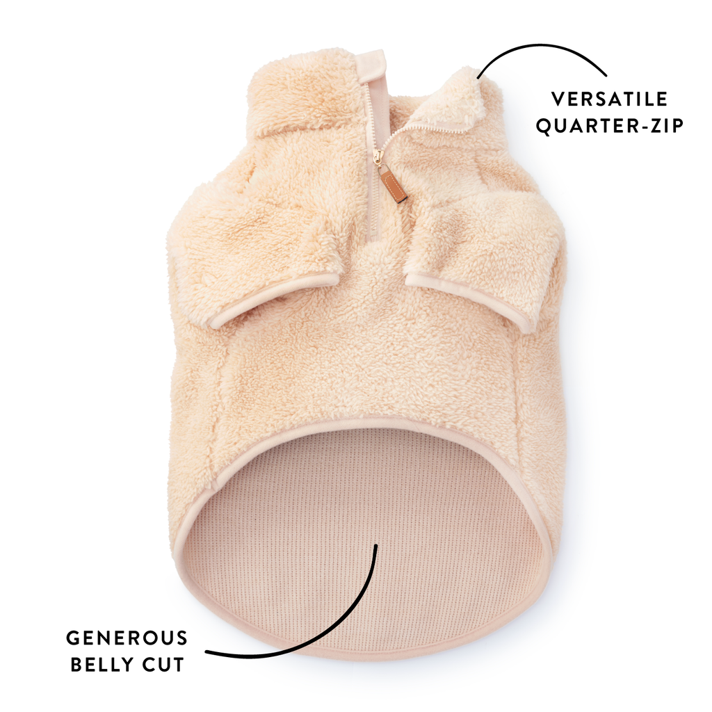 Wheat Quarter-Zip Sherpa Dog Jacket