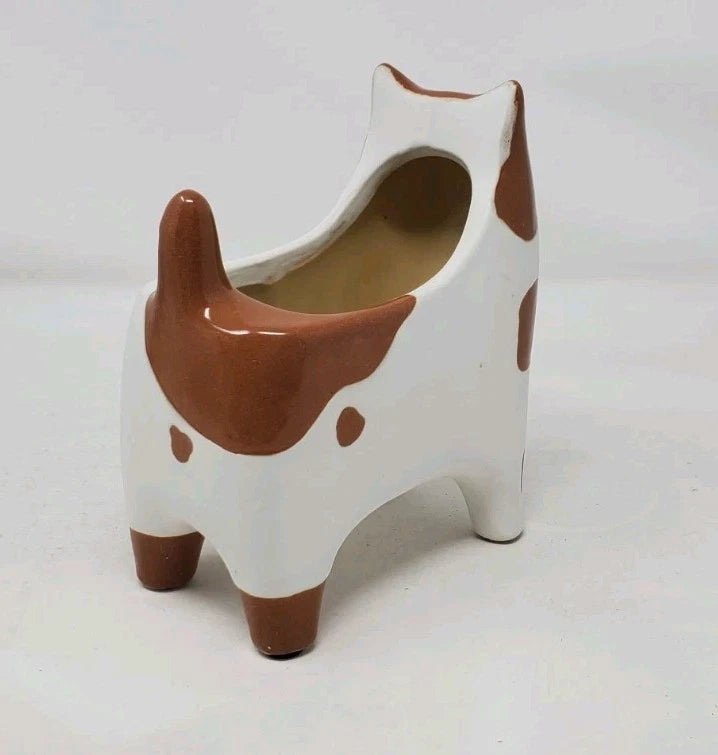 Brown and White Cat Vase